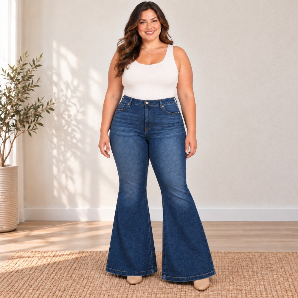 NWT Ava & Viv High Rise Flare Jeans Dark Wash Plus Size 26 Stretch